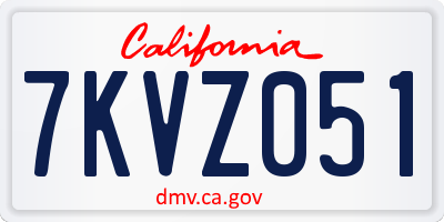 CA license plate 7KVZ051