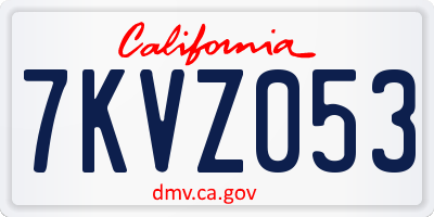CA license plate 7KVZ053