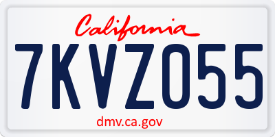 CA license plate 7KVZ055