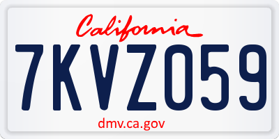 CA license plate 7KVZ059