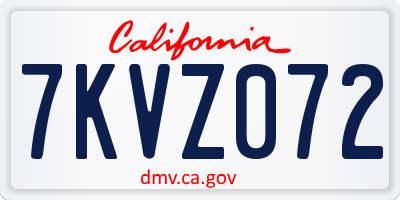 CA license plate 7KVZ072