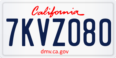 CA license plate 7KVZ080