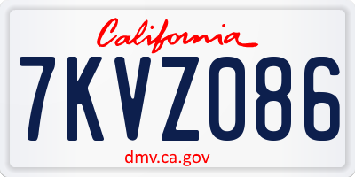 CA license plate 7KVZ086