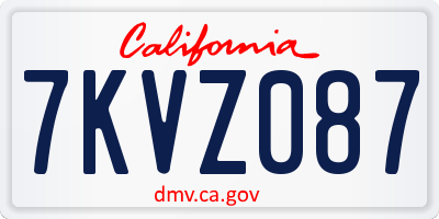 CA license plate 7KVZ087