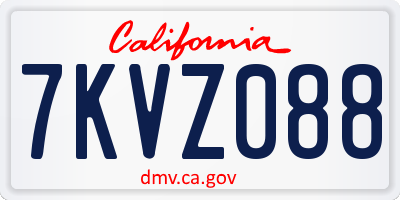CA license plate 7KVZ088