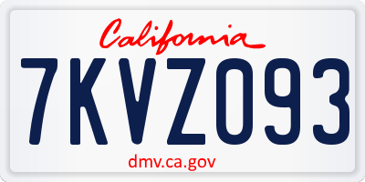 CA license plate 7KVZ093