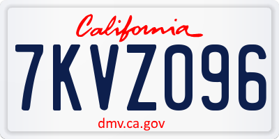 CA license plate 7KVZ096