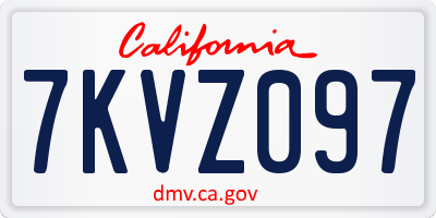 CA license plate 7KVZ097