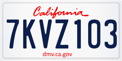 CA license plate 7KVZ103