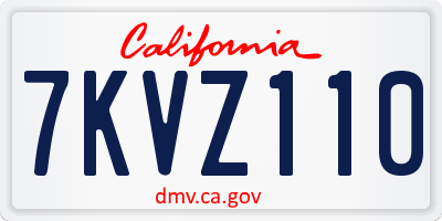 CA license plate 7KVZ110