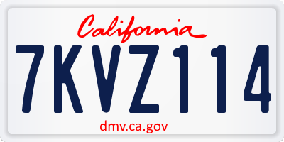 CA license plate 7KVZ114