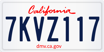 CA license plate 7KVZ117