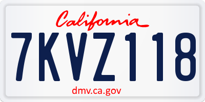 CA license plate 7KVZ118