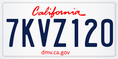 CA license plate 7KVZ120