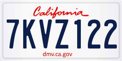 CA license plate 7KVZ122