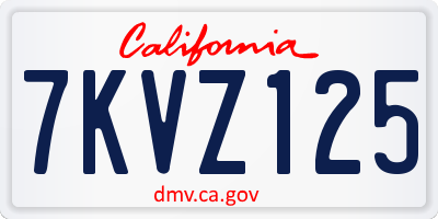 CA license plate 7KVZ125