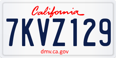 CA license plate 7KVZ129