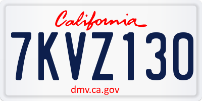 CA license plate 7KVZ130