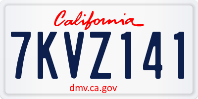 CA license plate 7KVZ141