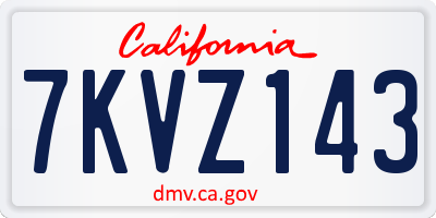 CA license plate 7KVZ143