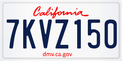 CA license plate 7KVZ150