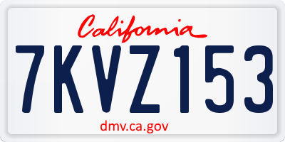 CA license plate 7KVZ153