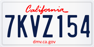 CA license plate 7KVZ154