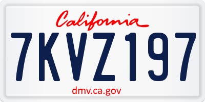 CA license plate 7KVZ197