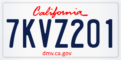 CA license plate 7KVZ201