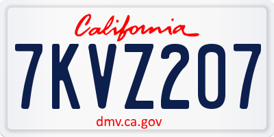 CA license plate 7KVZ207