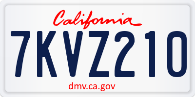 CA license plate 7KVZ210