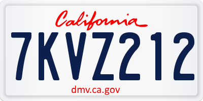 CA license plate 7KVZ212