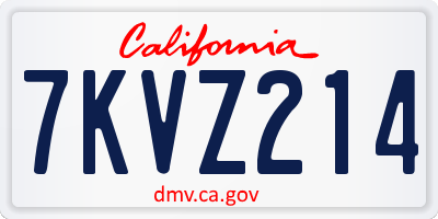 CA license plate 7KVZ214