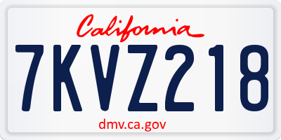 CA license plate 7KVZ218