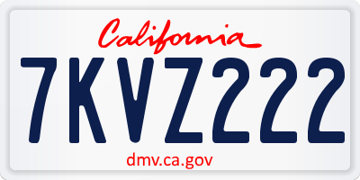 CA license plate 7KVZ222
