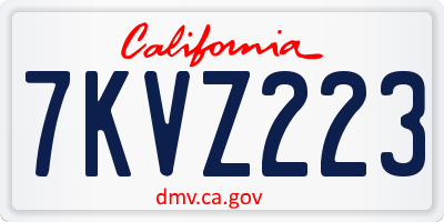 CA license plate 7KVZ223