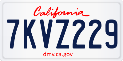 CA license plate 7KVZ229