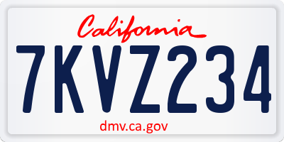 CA license plate 7KVZ234