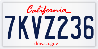CA license plate 7KVZ236