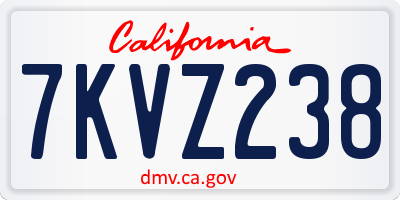 CA license plate 7KVZ238