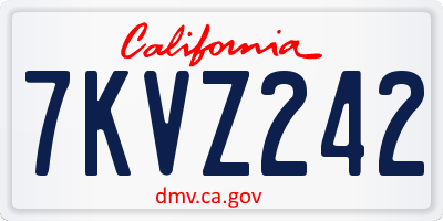 CA license plate 7KVZ242
