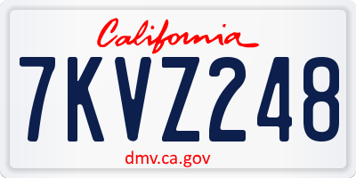 CA license plate 7KVZ248