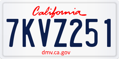CA license plate 7KVZ251
