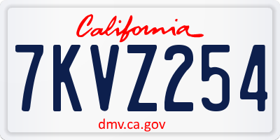 CA license plate 7KVZ254