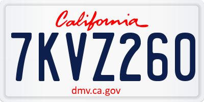 CA license plate 7KVZ260