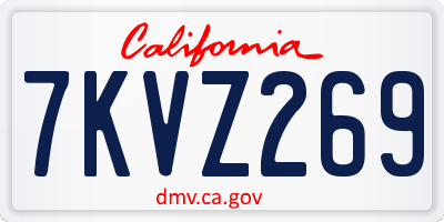 CA license plate 7KVZ269