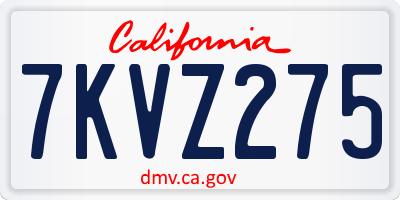CA license plate 7KVZ275