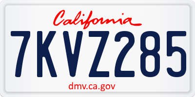 CA license plate 7KVZ285