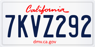 CA license plate 7KVZ292