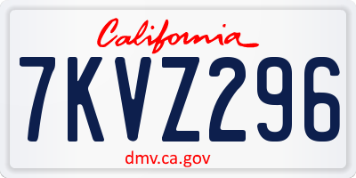 CA license plate 7KVZ296